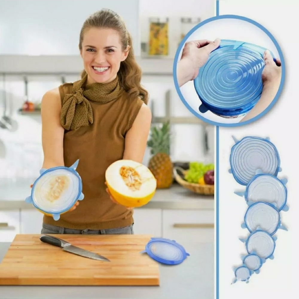 6PK STRETCH SILICONE BPA FREE FOOD GRADE COVERS - Picture 4 of 6